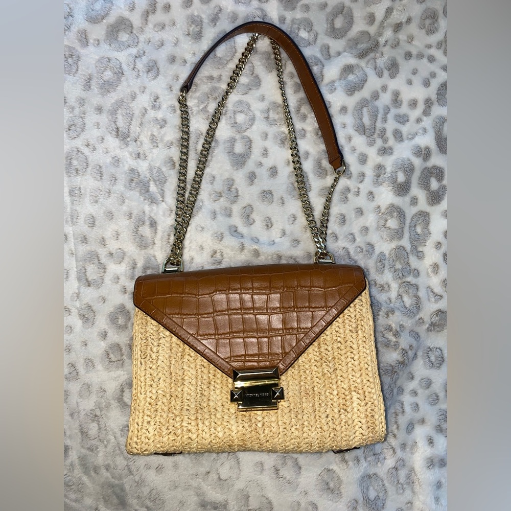 Michael Kors Whitney Straw Shoulder Bag